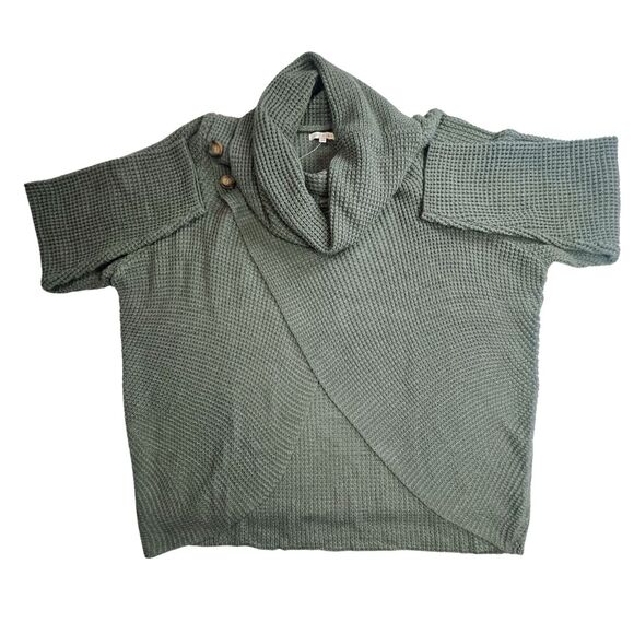 Kate & Sam Sweater Women XXL Olive Green Cowlneck Athleisure Wrap Minimalist Top - Picture 7 of 13